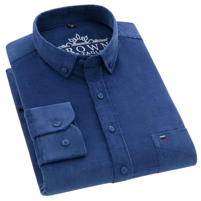 Chemise Velours Bleu Homme – Image 3