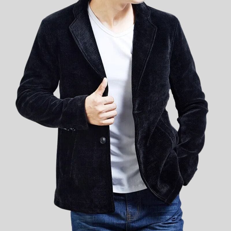 Veste Blazer Homme Velours Noir – Image 2