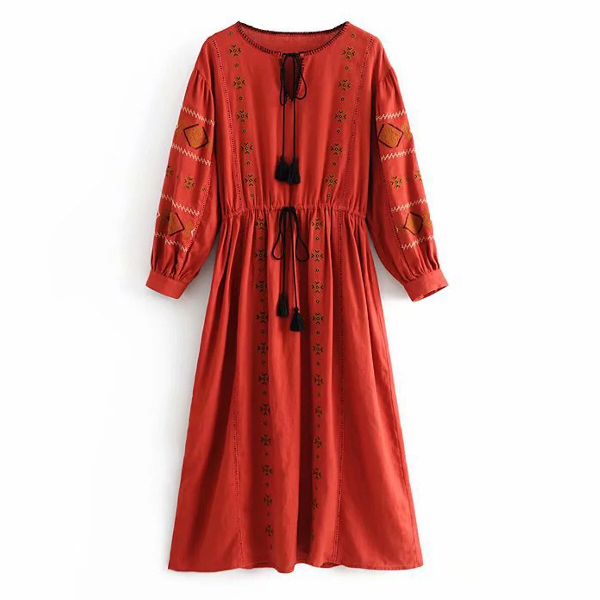 Robe Longue Bohème Style Chic Rouge – Image 5